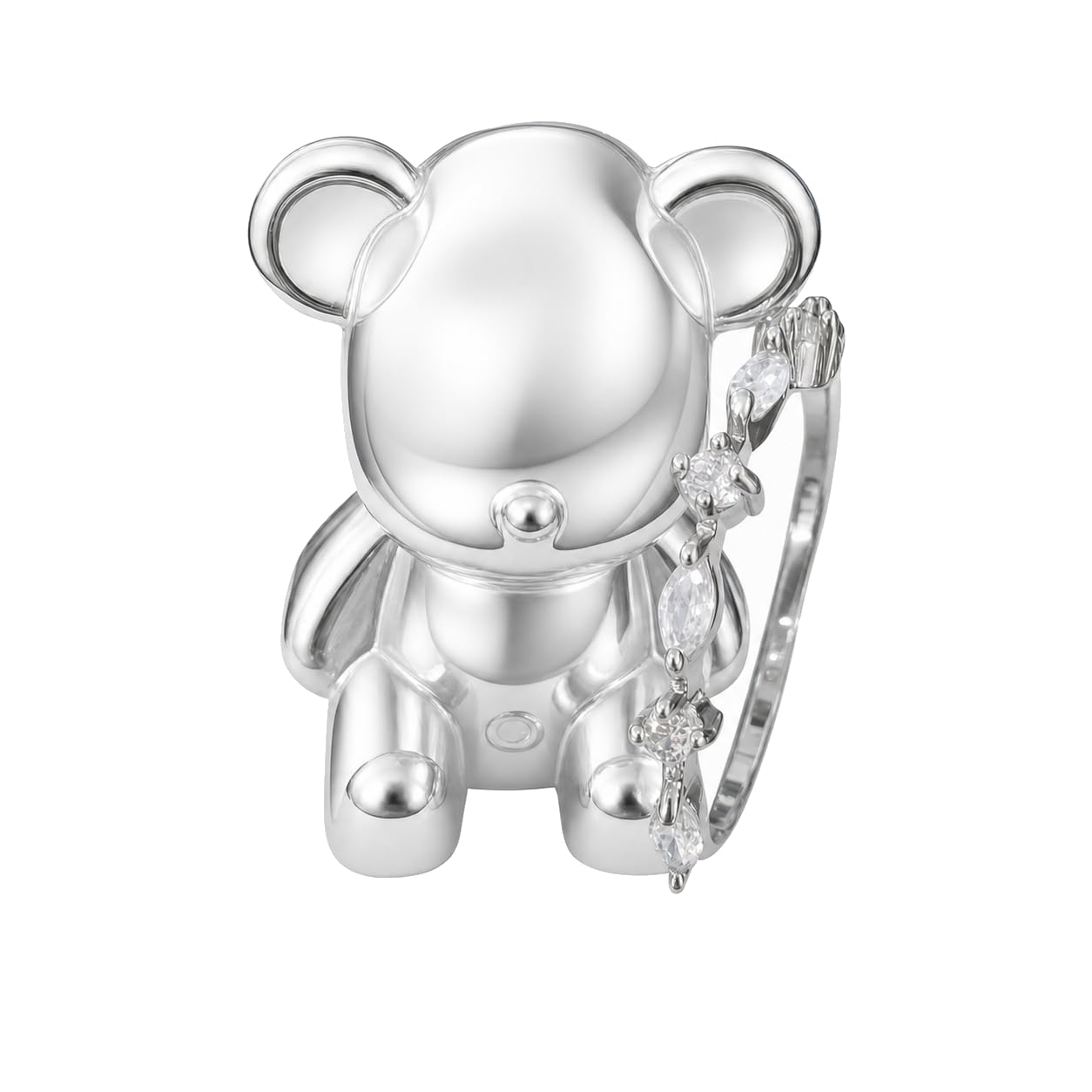 Warm Fortune Teddy Bear Promise Ring for Her - 18K Gold Plated Cubic Zirconia, Stackable Gift Valentine's Day, Fashion & Daily Elegant Wear, Adjustable
