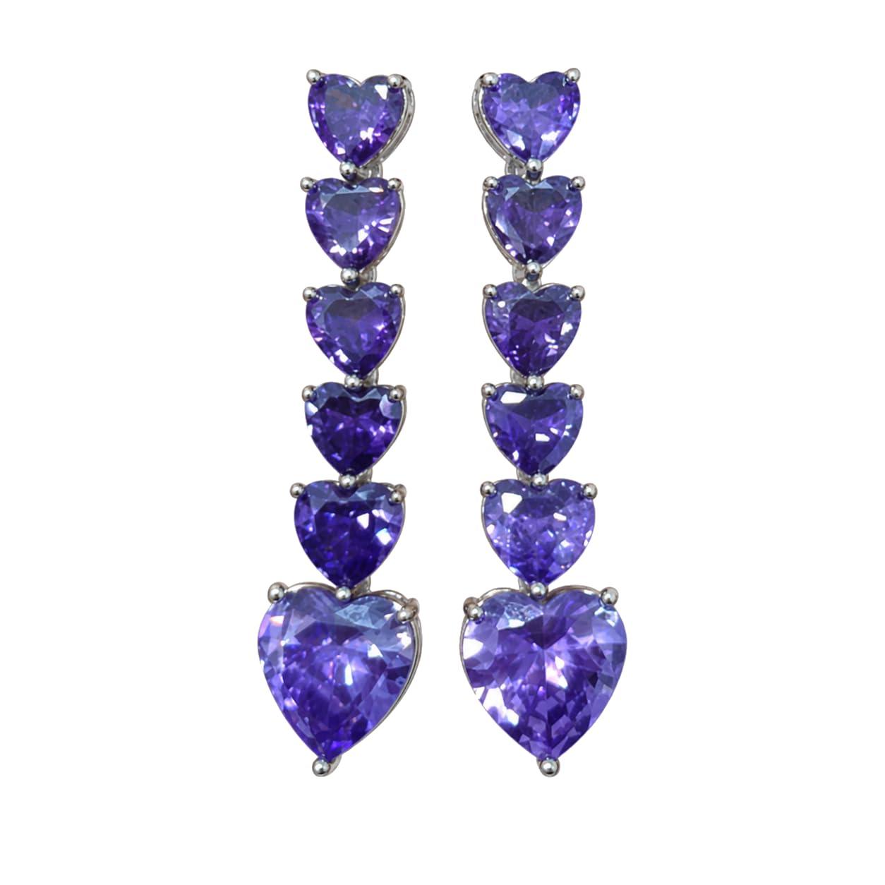 Warm Fortune 18K Gold Plated Purple Heart Cubic Zirconia Drop Earrings for Women Hypoallergenic - Valentine's Day, Mother's Day, Birthday Gift for Her