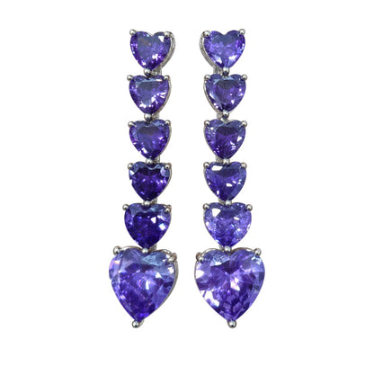 Warm Fortune 18K Gold Plated Purple Heart Cubic Zirconia Drop Earrings for Women Hypoallergenic - Valentine's Day, Mother's Day, Birthday Gift for Her