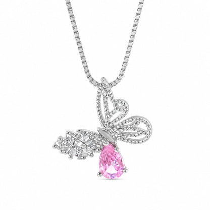 Warm Fortune Ribbon Heart Pendant Necklace for Women, 18K White Gold Plated, 16 Inch Chain with Sparkling CZ, Elegant & Versatile Layering Jewelry