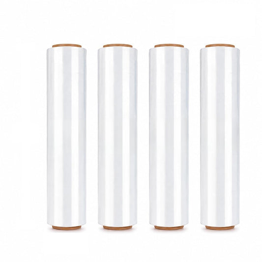 Warm Fortune 4 Rolls Clear Stretch Wrap Film 18” x 1500 feet Plastic Wrap for Moving, Packing, Shipping & Storage Heavy Duty Industrial Cling Film for Boxes and Furniture