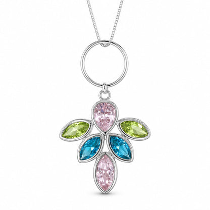 Warm Fortune Dragonfly Pendant Necklace for Women, 18K White Gold Plated Brass, Multicolor CZ, 18 Inch Chain, Marquise Wing Design