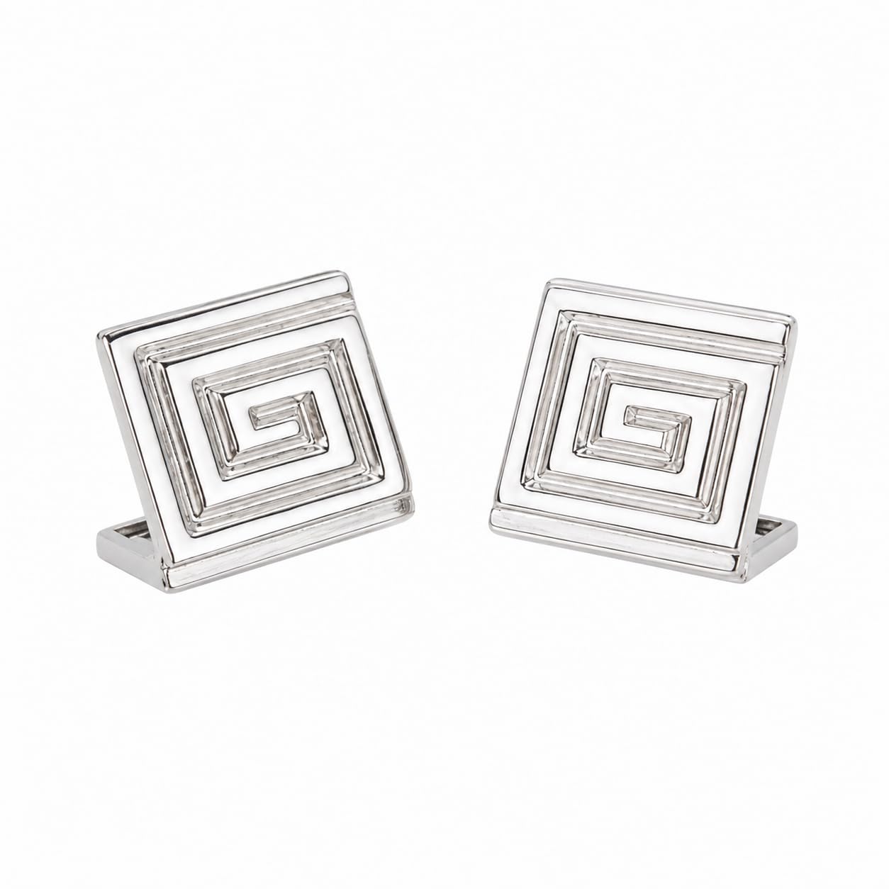 Warm Fortune 18K Gold Plated Square Greek Key Geometric Stud Earrings for Adult Women Hypoallergenic Daily & Occasion Gift Jewelry