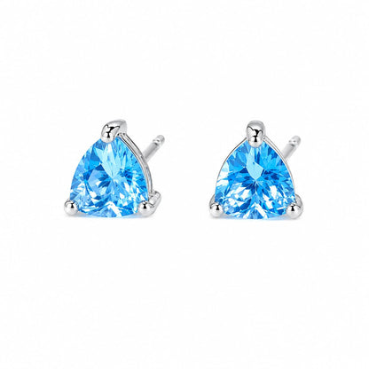 Warm Fortune 18K White Gold Plated Trillion CZ Stud Earrings for Women