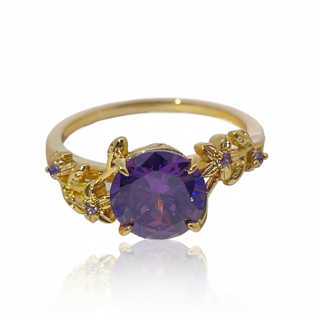 Warm Fortune Cubic Zirconia Promise Rings for Women,18K Gold Plated Anniversary Ring,Gift for Her Wedding Bands Rings