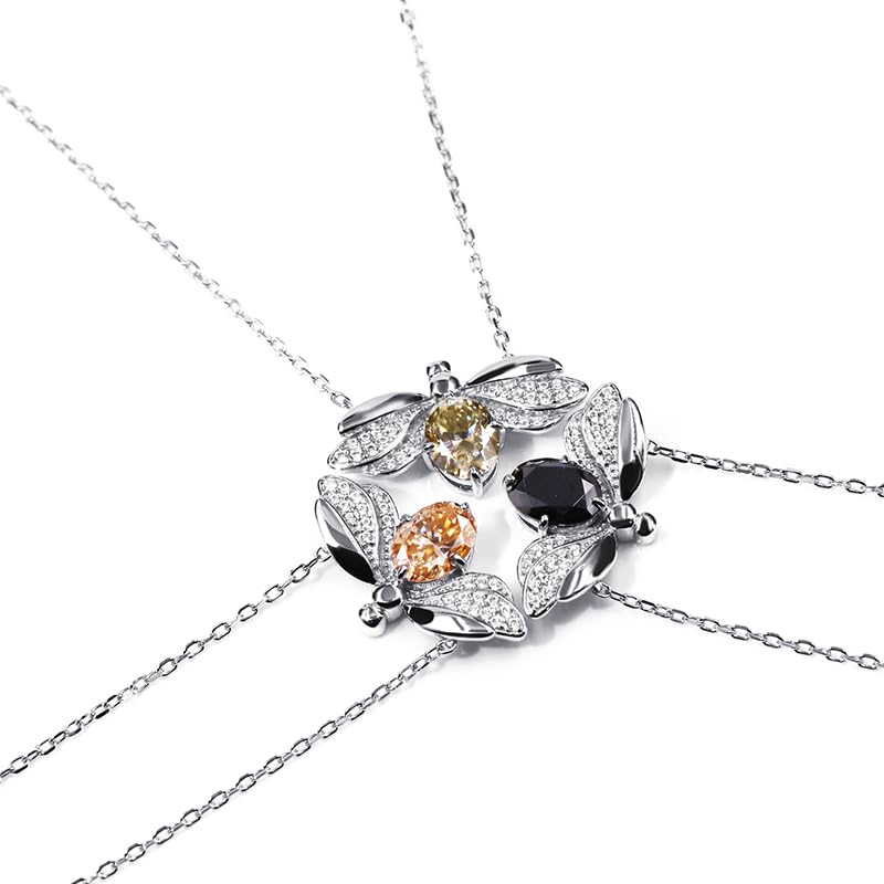 Warm Fortune Moissanite Pendant Necklace for Women, 0.5/1.0 ct DE VVS, 18K White Gold Plated Sterling Silver, 16 inch + 2inch Chain