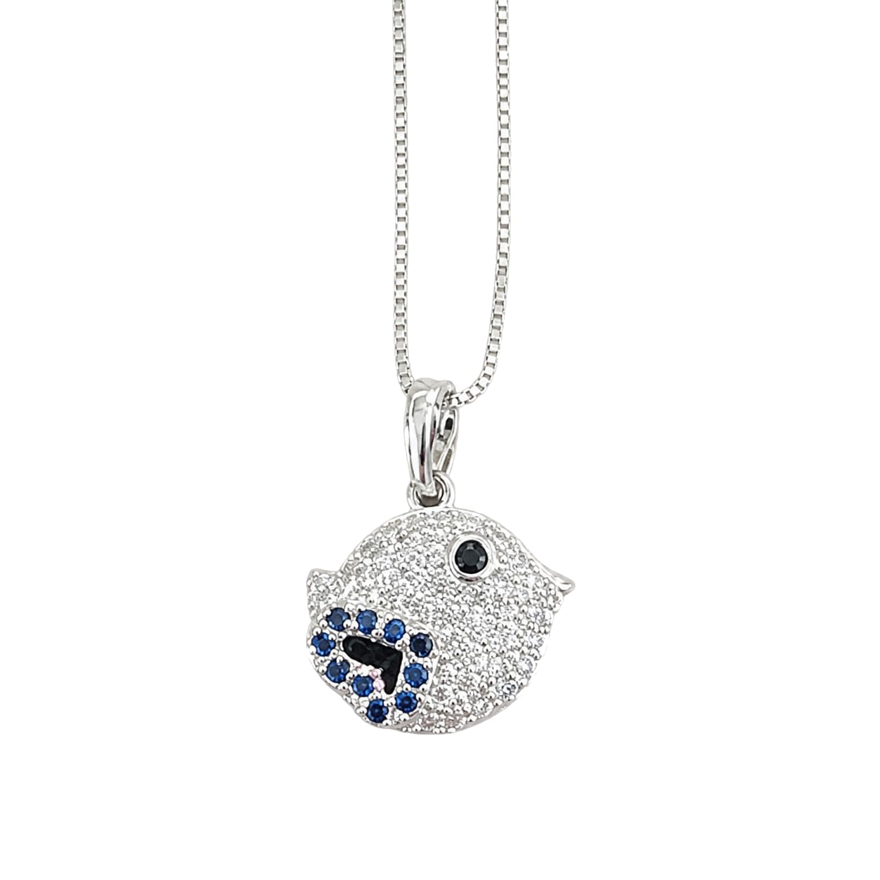Warm Fortune Blue Accent Fish Pendant Necklace for Women: 18K Gold Plated, Adjustable Chain (18"+2") with Sparkling CZ | Adorably Cute, a Romantic Accent for Her