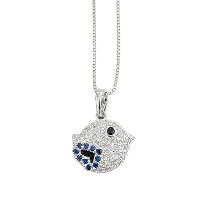Warm Fortune Blue Accent Fish Pendant Necklace for Women: 18K Gold Plated, Adjustable Chain (18"+2") with Sparkling CZ | Adorably Cute, a Romantic Accent for Her