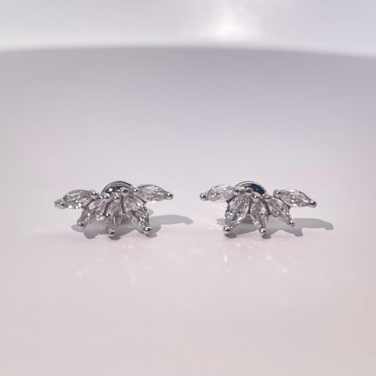 Warm Fortune 18K Gold Plated Leaf Cubic Zirconia Stud Earrings for Women Hypoallergenic - Valentine's Day, Mother's Day, Birthday Gift for Her
