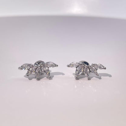 Warm Fortune 18K Gold Plated Leaf Cubic Zirconia Stud Earrings for Women Hypoallergenic - Valentine's Day, Mother's Day, Birthday Gift for Her
