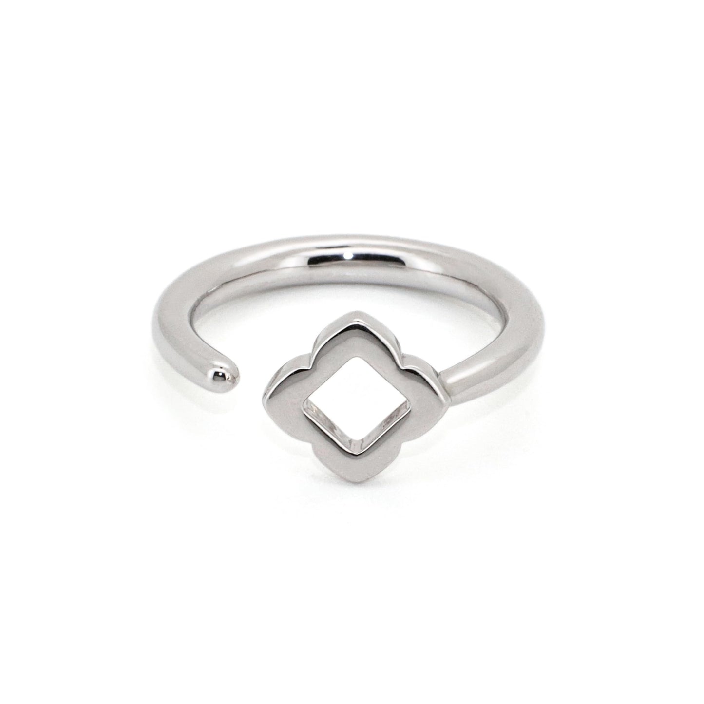 Warm Fortune Hollow Quatrefoil Promise Ring for Her - 18K Gold Plated Minimalist Open Ring, Stackable Gift Valentine's Day, Fashion & Daily Elegant Wear, Adjustable