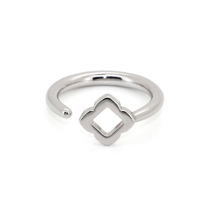 Warm Fortune Hollow Quatrefoil Promise Ring for Her - 18K Gold Plated Minimalist Open Ring, Stackable Gift Valentine's Day, Fashion & Daily Elegant Wear, Adjustable