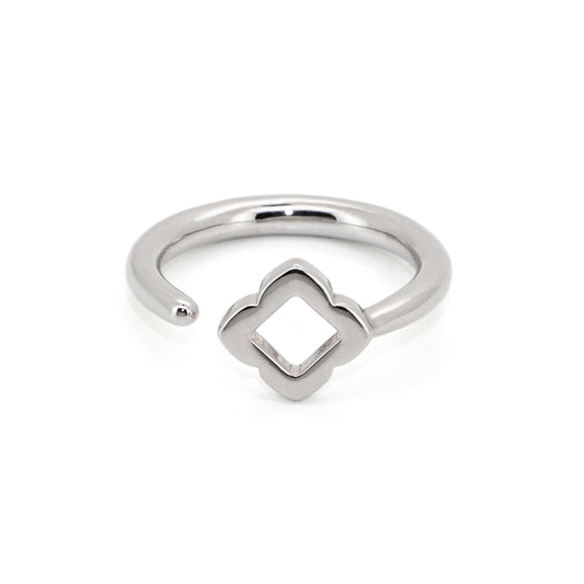 Warm Fortune Hollow Quatrefoil Promise Ring for Her - 18K Gold Plated Minimalist Open Ring, Stackable Gift Valentine's Day, Fashion & Daily Elegant Wear, Adjustable
