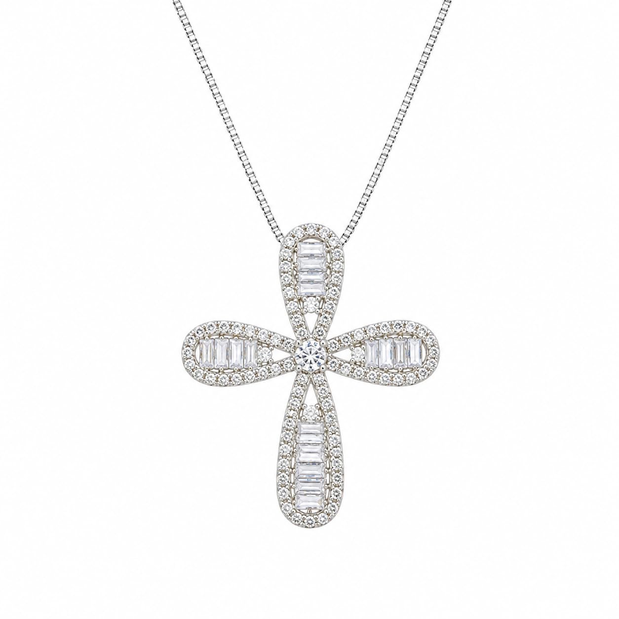 Warm Fortune Cross Pendant Necklace for Women, 18K Gold Plated with Sparkling CZ