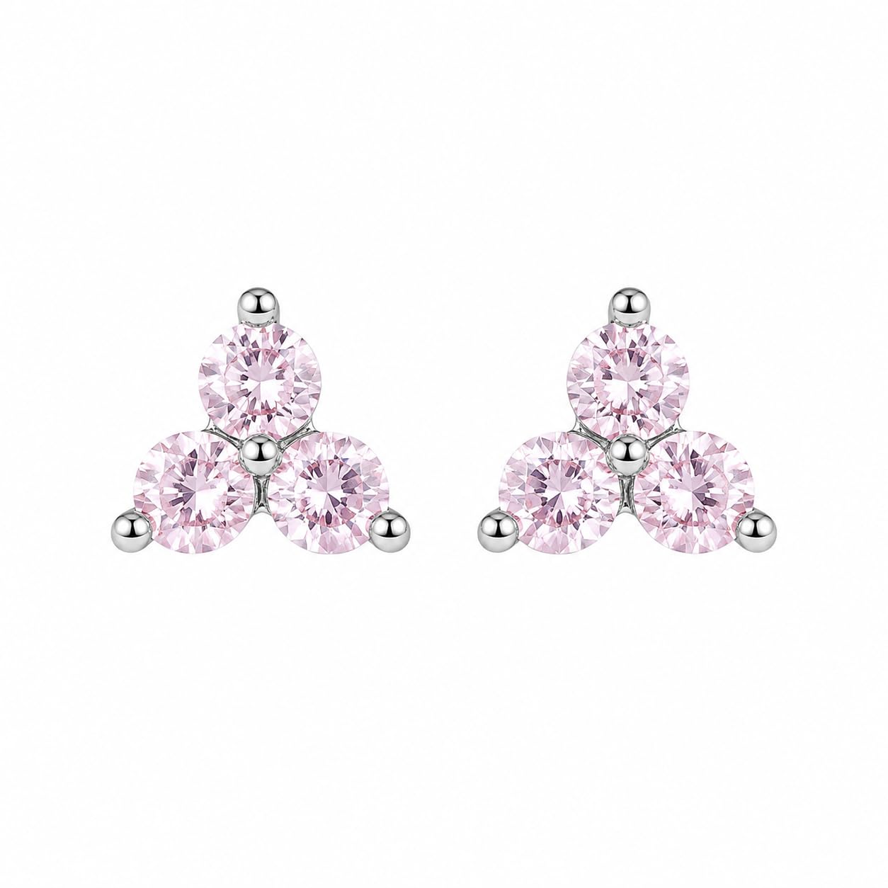 Warm Fortune 18K Gold Plated Triple Round Cubic Zirconia Stud Earrings for Women Hypoallergenic - Valentine's Day, Mother's Day, Birthday Gift for Her