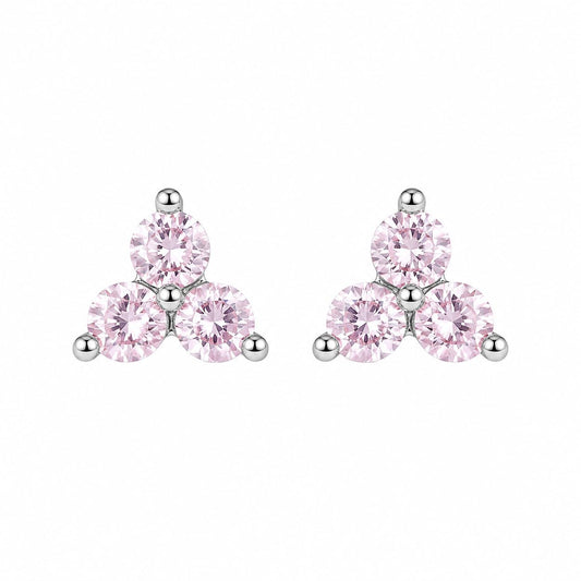 Warm Fortune 18K Gold Plated Triple Round Cubic Zirconia Stud Earrings for Women Hypoallergenic - Valentine's Day, Mother's Day, Birthday Gift for Her