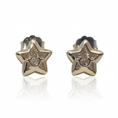 Warm Fortune Cubic Zirconia Stud Earrings for Women, 925 Sterling Silver with 18K Gold Plated Hypoallergenic