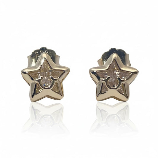 Warm Fortune Cubic Zirconia Stud Earrings for Women, 925 Sterling Silver with 18K Gold Plated Hypoallergenic