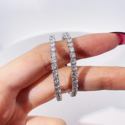 Warm Fortune 18K Gold Plated Round Pave Cubic Zirconia Hoop Earrings for Women Hypoallergenic - Valentine's Day, Mother's Day, Birthday Gift for Her