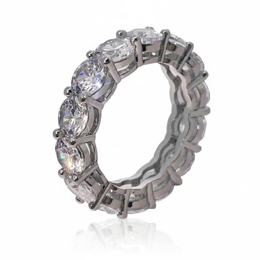 Warm Fortune Cubic Zirconia Love Ring and Eternity Ring,18K Gold Plated Anniversary Ring,Gift for Her Wedding Bands Rings