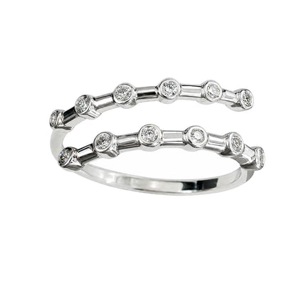Warm Fortune Double Row Round Open Band Ring - 18K Gold Plated Cubic Zirconia Stackable Gift for Women, Daily Fashion Wear & Casual Accessory, Trendy Street Wear, Adjustable