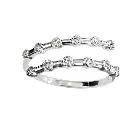 Warm Fortune Double Row Round Open Band Ring - 18K Gold Plated Cubic Zirconia Stackable Gift for Women, Daily Fashion Wear & Casual Accessory, Trendy Street Wear, Adjustable