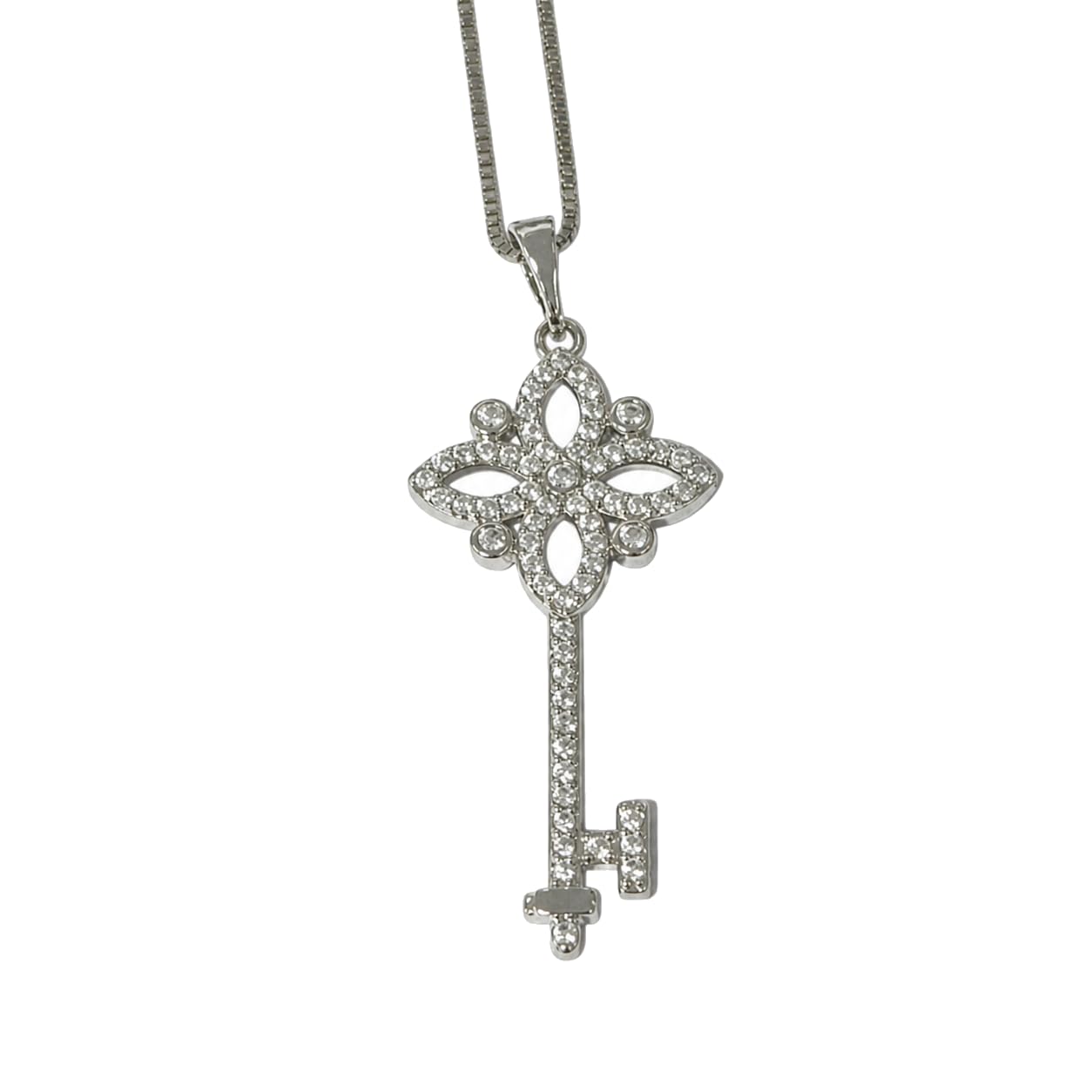 Warm Fortune Floral Key Pendant Necklace for Women: 18K Gold Plated, Adjustable Chain (18") with Sparkling CZ | A Dazzling Statement for Glamorous Events