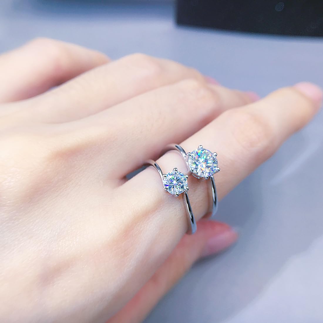 Warm Fortune Moissanite Engagement Ring for Women, Petite Twisted Vine Elegance, 0.5/1.0ct DE VVS, 18K White Gold Plated Anniversary & Promise Ring, Gift for Her, Size 6.5