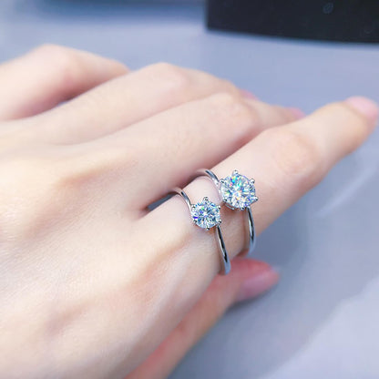 Warm Fortune Moissanite Engagement Ring for Women, Petite Twisted Vine Elegance, 0.5/1.0ct DE VVS, 18K White Gold Plated Anniversary & Promise Ring, Gift for Her, Size 6.5