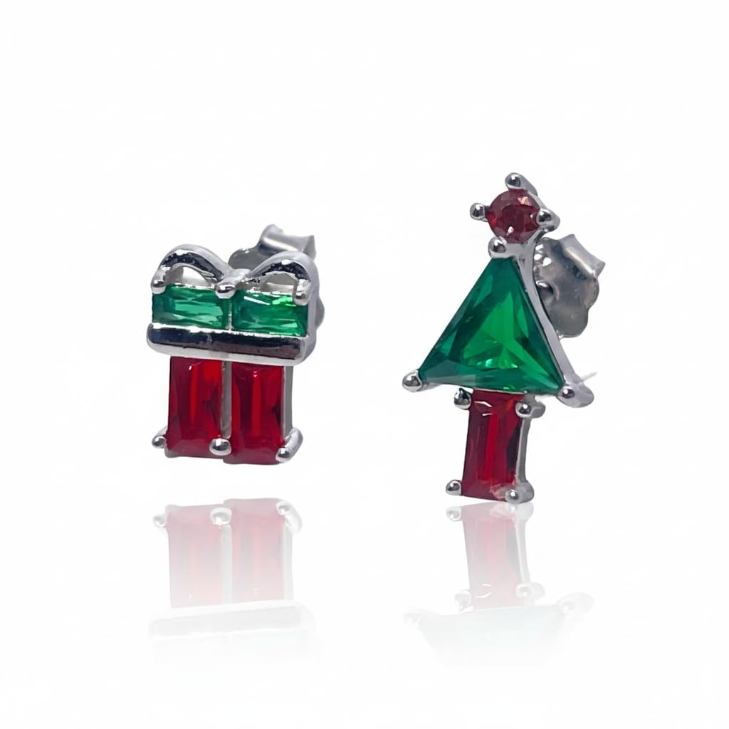 Warm Fortune Cubic Zirconia Stud Earrings for Women, 925 Sterling Silver with 18K White Gold Plated Hypoallergenic