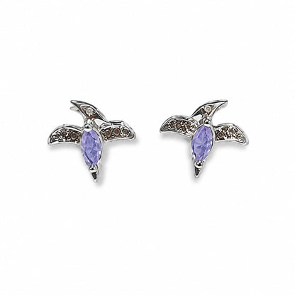Warm Fortune 18K Gold Plated Bird Marquise Cubic Zirconia Stud Earrings for Women Hypoallergenic - Valentine's Day, Mother's Day, Birthday Gift for Her