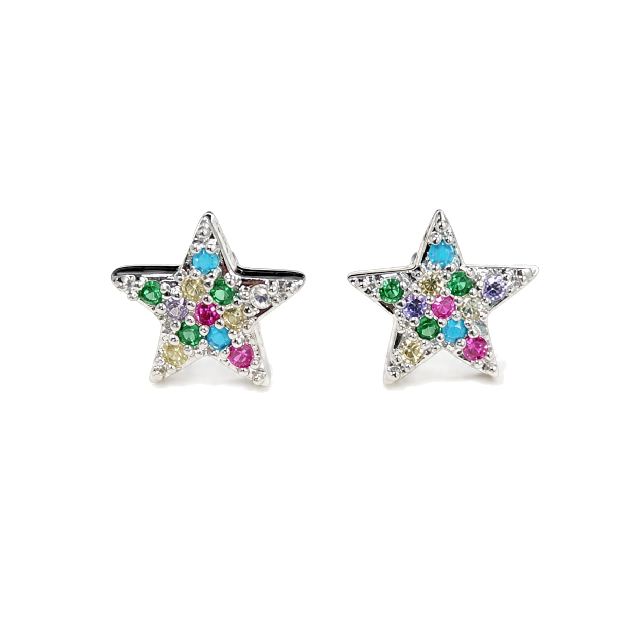 Warm Fortune 18K Gold Plated Star Cubic Zirconia Stud Earrings for Women Hypoallergenic - Valentine's Day, Mother's Day, Birthday Gift for Her