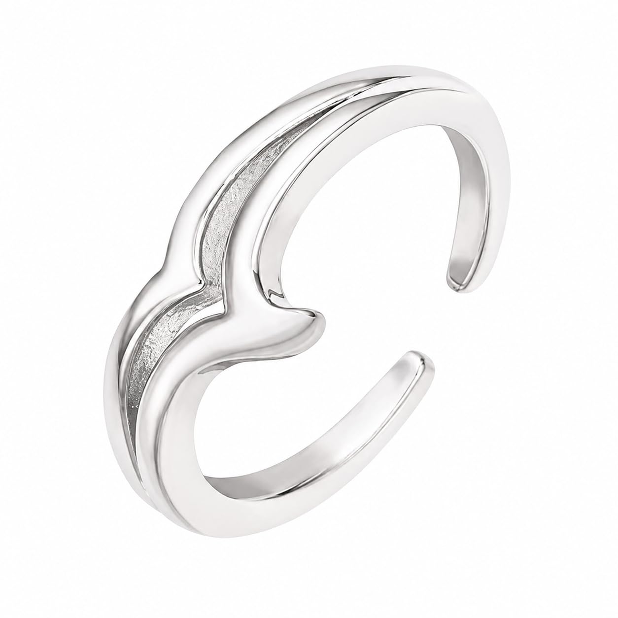 Warm Fortune Smooth Wave Open Band Ring - 18K Gold Plated Cubic Zirconia Stackable Gift for Women, Daily Fashion Wear & Casual Accessory, Trendy Street Wear, Adjustable