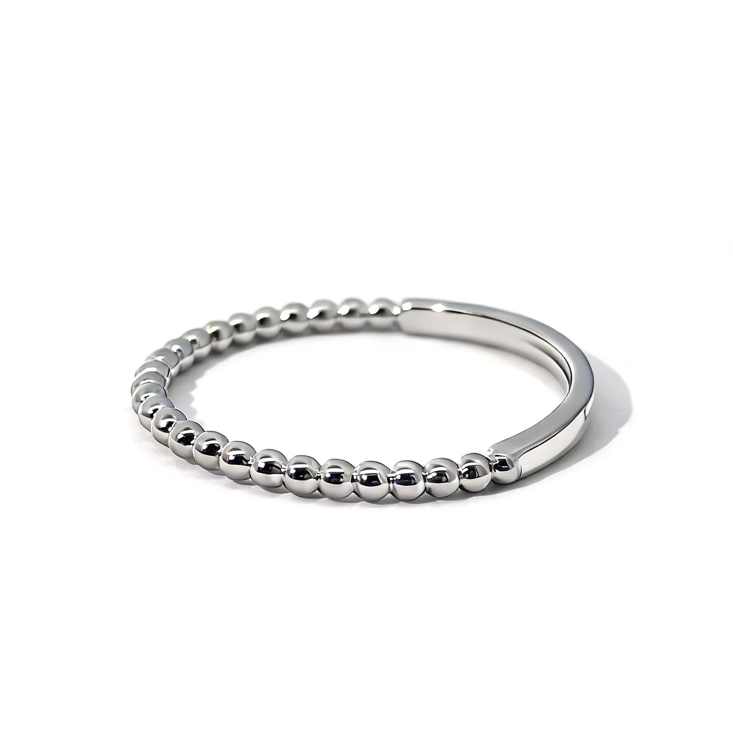 Warm Fortune Asymmetrical Beaded Band Ring - 18K Gold Plated Stackable Gift for Women, Daily Fashion Wear & Casual Accessory, Trendy Street Wear, Adjustable