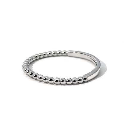 Warm Fortune Asymmetrical Beaded Band Ring - 18K Gold Plated Stackable Gift for Women, Daily Fashion Wear & Casual Accessory, Trendy Street Wear, Adjustable