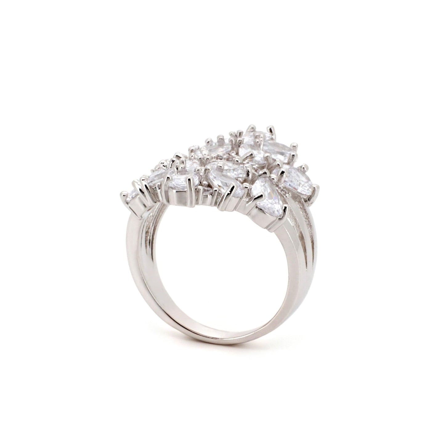 Warm Fortune Marquise Cut Cluster Promise Ring for Her - 18K Gold Plated Cubic Zirconia, Stackable Gift Valentine's Day, Fashion & Daily Elegant Wear, Size 7-8
