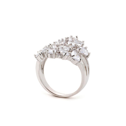Warm Fortune Marquise Cut Cluster Promise Ring for Her - 18K Gold Plated Cubic Zirconia, Stackable Gift Valentine's Day, Fashion & Daily Elegant Wear, Size 7-8