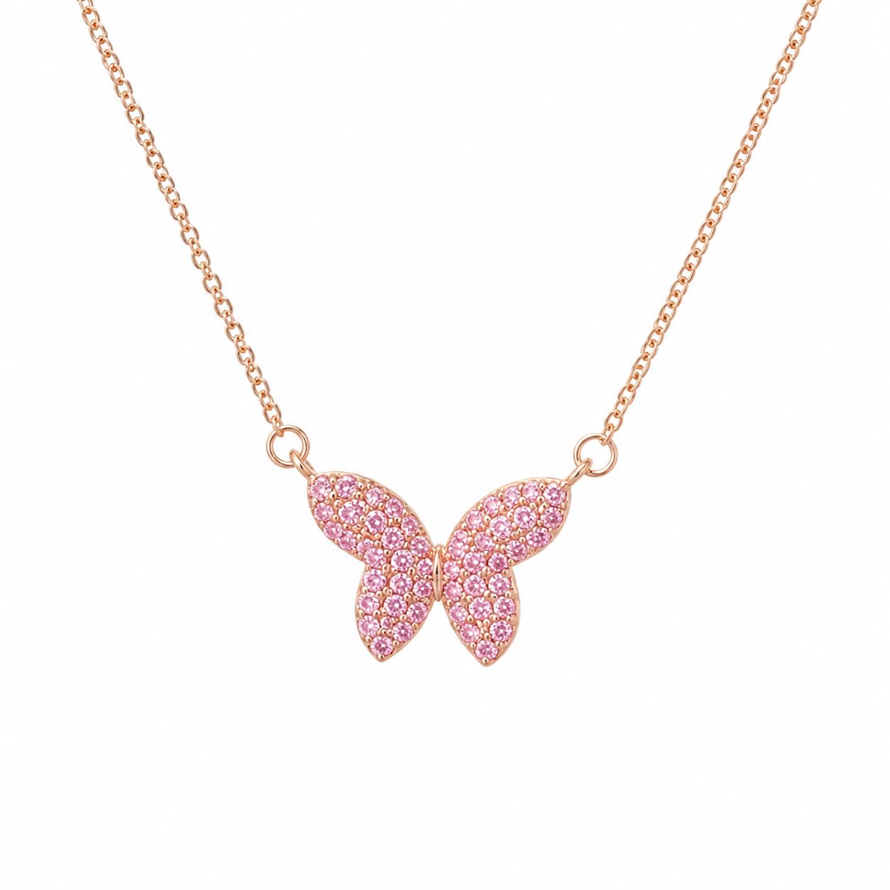 Warm Fortune Butterfly Pendant Necklace for Women with Sparkling CZ