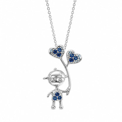 Warm Fortune Heart Balloon Silhouette Pendant Necklace for Women, 18K White Gold Plated, 18 Inch Chain with Sparkling CZ, Meaningful & Refined Jewelry for Women
