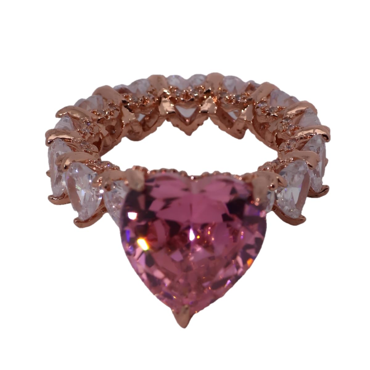 Warm Fortune Gold Plated Cubic Zirconia Band Ring, Hip Hop Street Style For Man or Women Fashion Jewelry