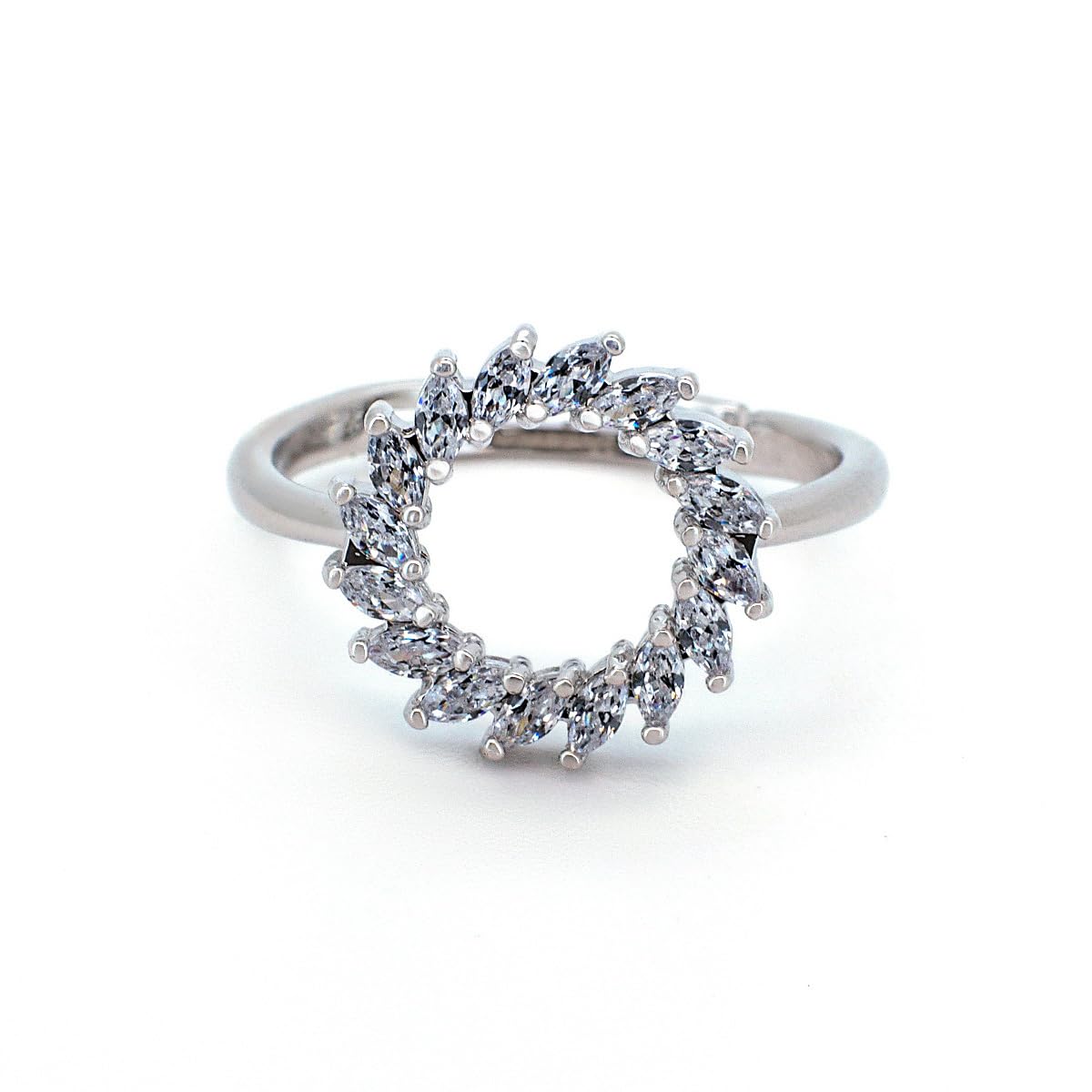 Women Sparkling Marquise Stone Wreath Adjustable Open Ring,18K Gold Plated Stackable Promise Jewelry for Gift