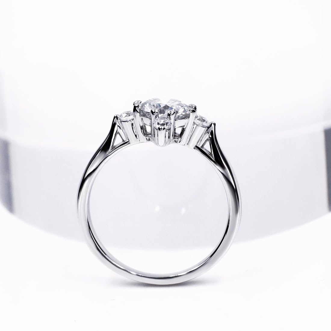 Warm Fortune Moissanite Flower Engagement Ring for Women, 0.5/1.0ct DE VVS Lab Created,925 Sterling Silver with 18K White Gold Plated Anniversary Ring, Gift for Her Promise Ring, Size 6.5