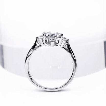 Warm Fortune Moissanite Flower Engagement Ring for Women, 0.5/1.0ct DE VVS Lab Created,925 Sterling Silver with 18K White Gold Plated Anniversary Ring, Gift for Her Promise Ring, Size 6.5