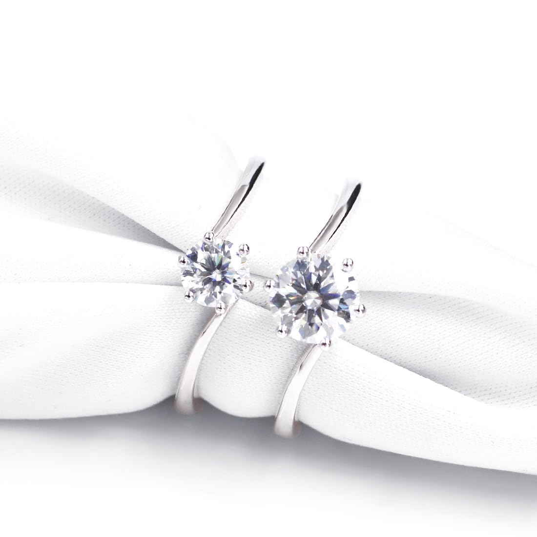 Warm Fortune Moissanite Engagement Ring for Women, Petite Twisted Vine Elegance, 0.5/1.0ct DE VVS, 18K White Gold Plated Anniversary & Promise Ring, Gift for Her, Size 6.5