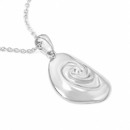 Warm Fortune 18K White Gold Plated Abstract Swirl Drop Pendant Necklace