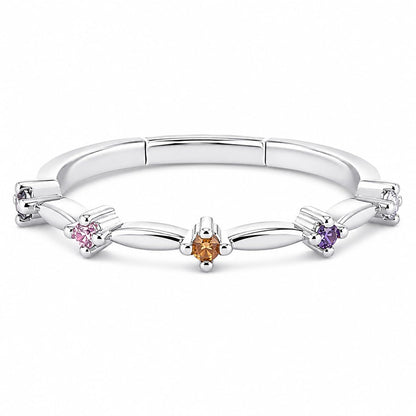 Warm Fortune Five‑Oval‑CZ Wide Band Statement Ring for Women, 18K White Gold Plated Cubic Zirconia Wide‑Face Band, Dainty Elegant Jewelry