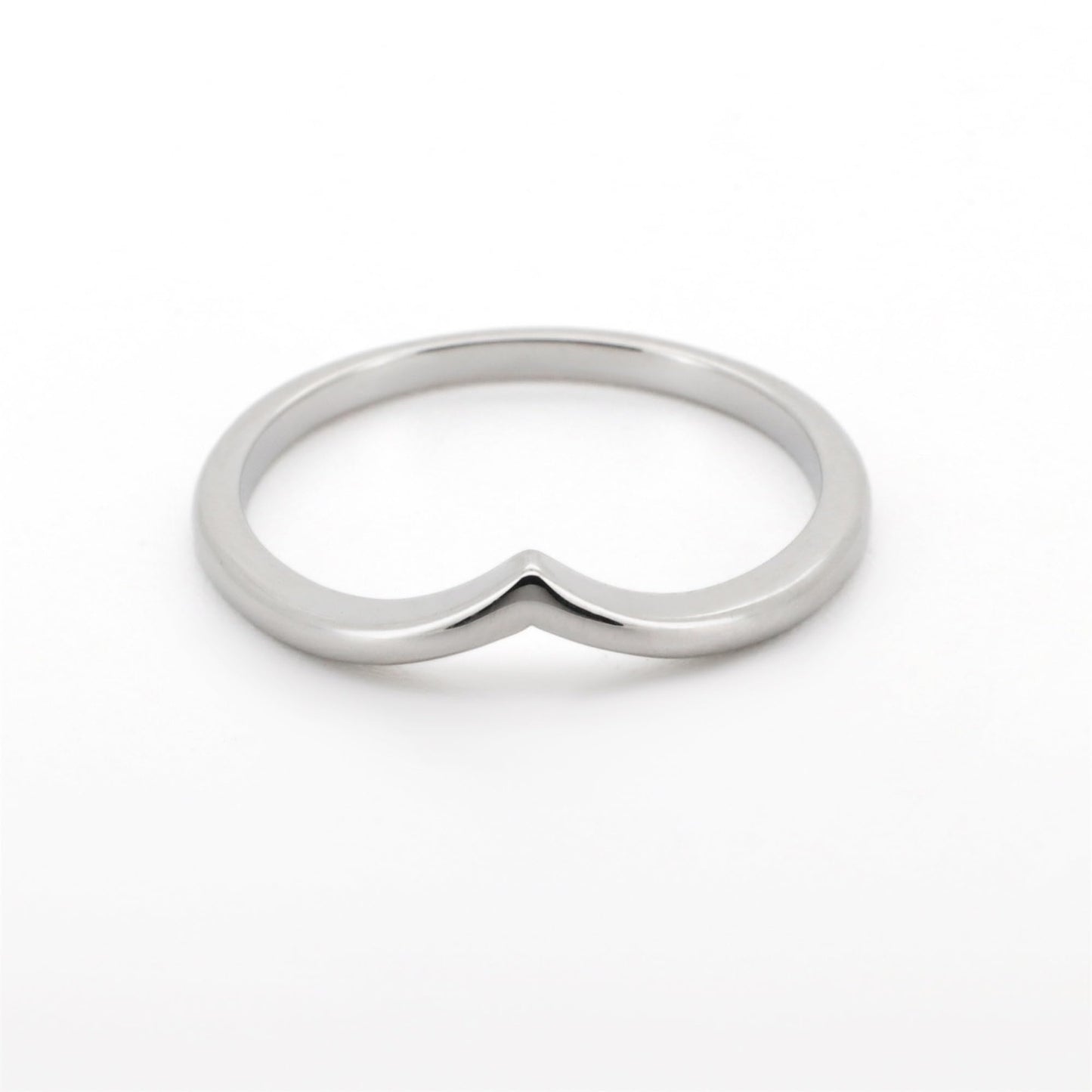 Warm Fortune Minimalist V-Shaped Band Ring for Women - 18K Silver Plated Stackable Plain Ring, Daily Casual Gift Jewelry, Size 5-8