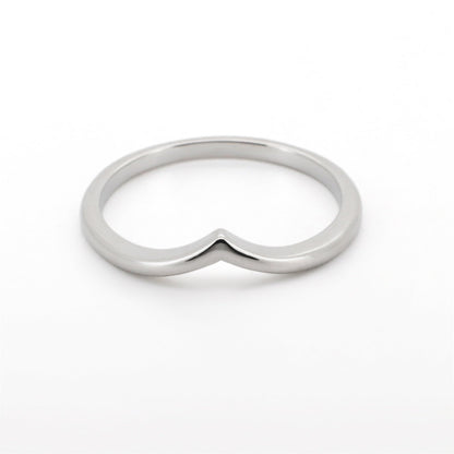 Warm Fortune Minimalist V-Shaped Band Ring for Women - 18K Silver Plated Stackable Plain Ring, Daily Casual Gift Jewelry, Size 5-8