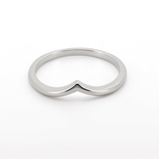 Warm Fortune Minimalist V-Shaped Band Ring for Women - 18K Silver Plated Stackable Plain Ring, Daily Casual Gift Jewelry, Size 5-8