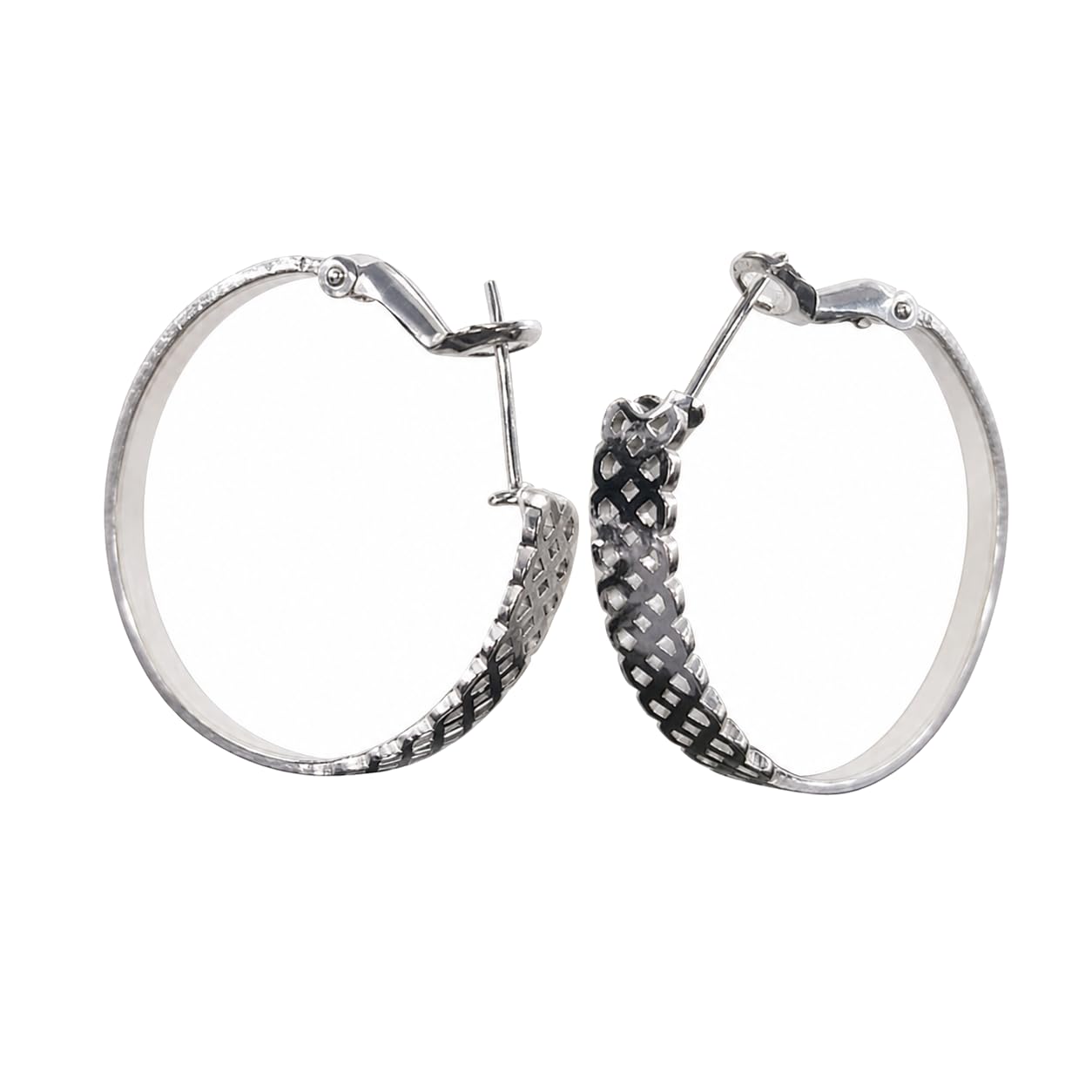 Warm Fortune 18K Gold Plated Textured Chain Hoop Earrings for Women Hypoallergenic - Valentine's Day, Mother's Day, Birthday Gift for Her